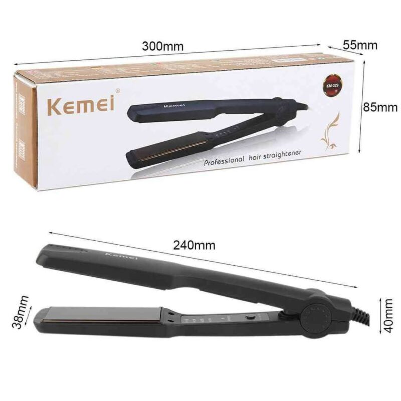 Kemei KM‑329 Hair Straightener with Ceramic Plates and Adjustable Heat