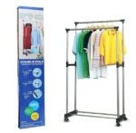 Double pole clothes rack