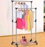 Double pole clothes rack